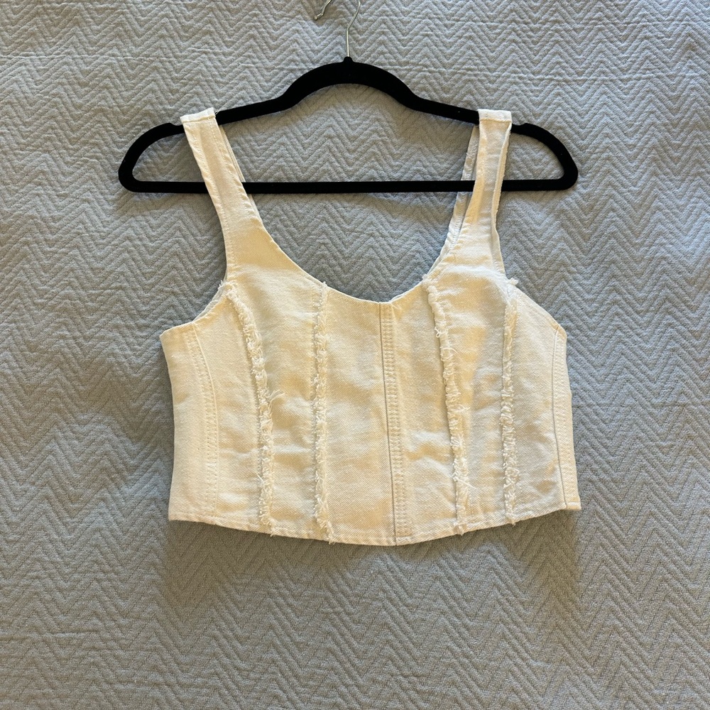 Elegant white denim Sleeveless corset Top